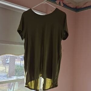 Lululemon Slit Back Tee Olive Green Women's Top M
